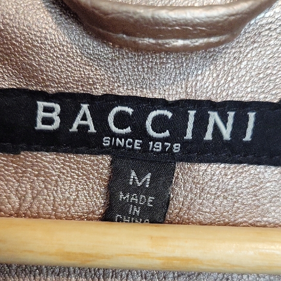 Baccini Women's Champaigne Metallic Vegan Leather Jacket - Picture 2 of 11